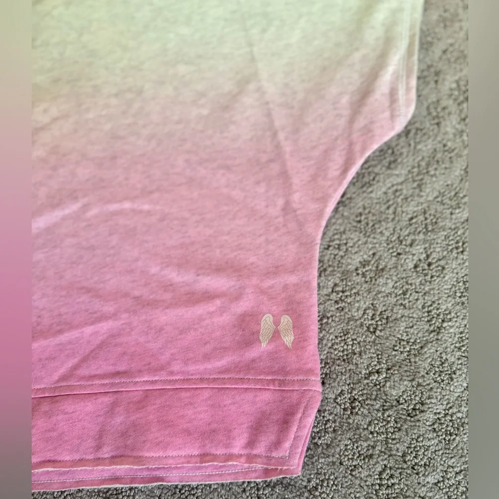 Victoria’s Secret heather grey & pink faded tie dye frayed flutter sleeves top